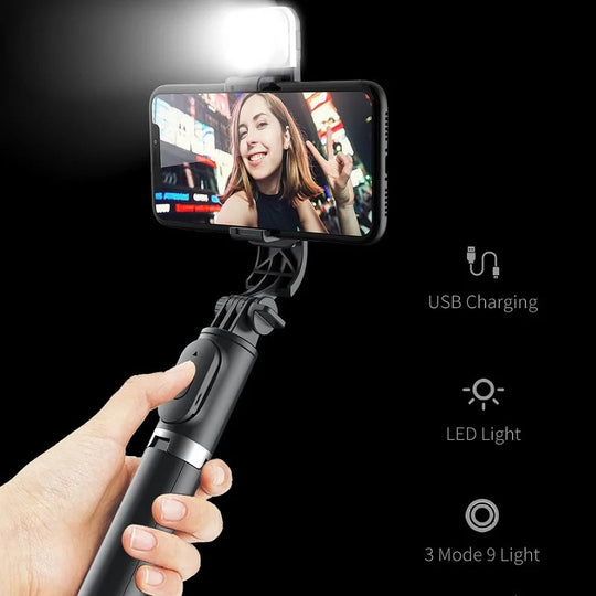 Xiaomi Selfie Stick 1045mm With Wireless Bluetooth LED Fill Light Extended Tripod With Remote Shutter For Android IOS Cellphone Frontier General Hardware