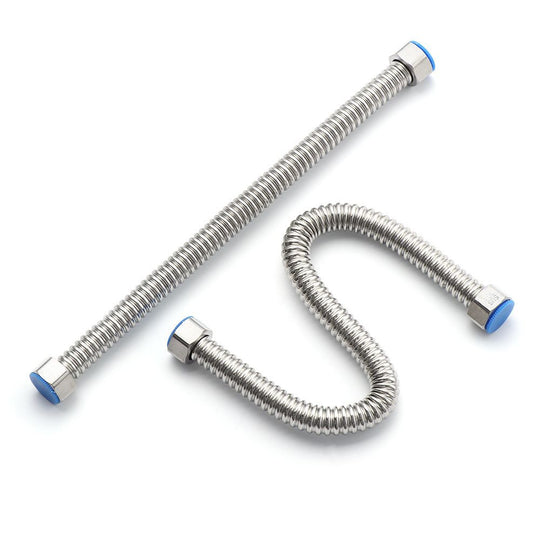 G1/2" Stainless Steel Corrugated Supply Hose Water Heater Connector Plumbing Pipe Hose Tube Thickened Extendable Hose Tube Frontier General Hardware