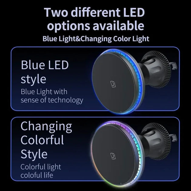 30W Magnetic Car Wireless Charger RGB For iPhone 12 13 14 15 Pro Max Macsafe Car Phone Holder Stand Mount Fast Charging Station Frontier General Hardware