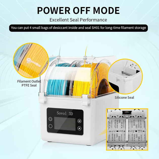 Sovol 2 Rolls Filament Dehydrator Spool Holder Filaments Dry Box for 1.75mm, 2.85mm ABS PLA PETG TPU FDM Material 3D Printer Frontier General Hardware