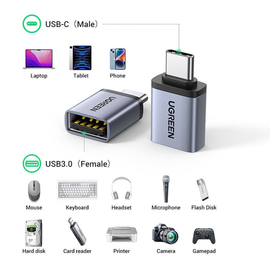 UGREEN USB 3 0 OTG Type C To USB Female Adapter Thunderbolt 3 Compatible For MacBook Pro Air Xiaomi Samsung S20 S10 OTG Frontier General Hardware