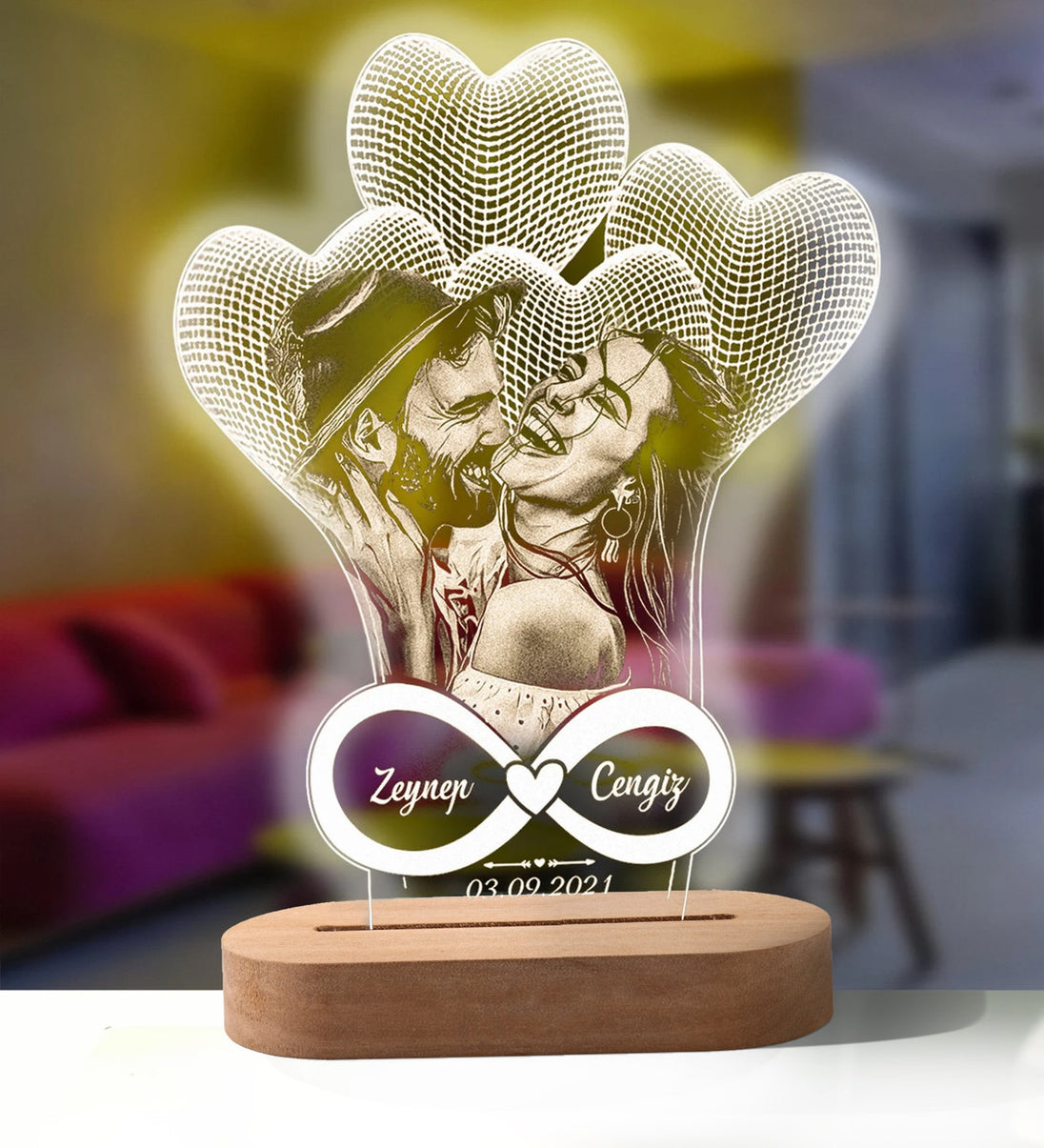 Personalized 3D Photo Lamp With Custom Photo And Text 3D Night Light Gift For Valentines Day Anniversary Birthday Frontier General Hardware