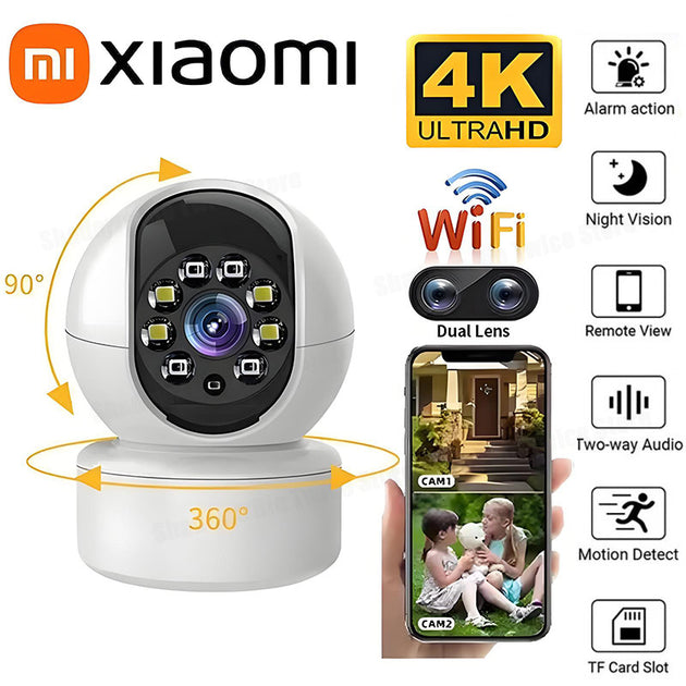 Xiaomi 4K WiFi Home Security Camera Dual Screen Baby Monitor AI Human Detection Night Vision CCTV Video Surveillance New Design Frontier General Hardware