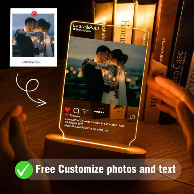Personalized Custom Photo Frame With 3D Lamp Night Light Wooden Gifts For Wedding Anniversary Or Birthday Decor Frontier General Hardware