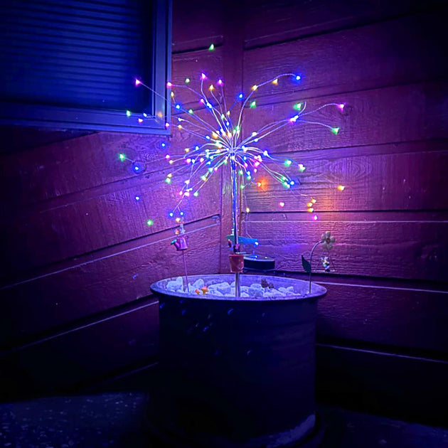 Outdoor Decorative 200LED Solar Fireworks Light Multicolor Starburst Lamps with 8 Lighting Modes,Waterproof for Garden Yard Path Frontier General Hardware