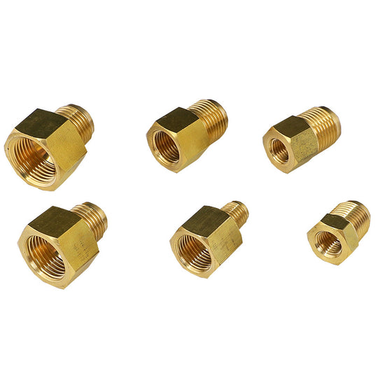 Brass Air Conditioning Coupling SAE One Quarter To SAE Three Eighth UNF Male To Female Flare Pipe Fitting Adapter Frontier General Hardware