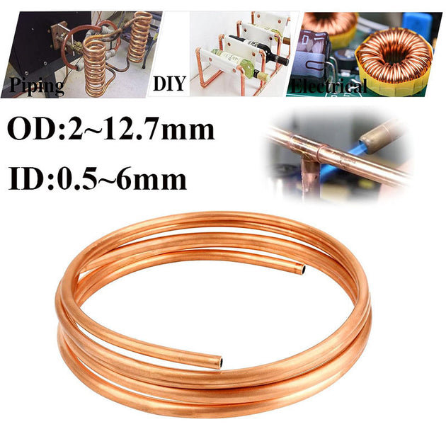 1 Meter Soft Copper Tube Coil 2mm to 12mm OD for AC DIY Crafts 99.9 Percent Pure Copper Frontier General Hardware