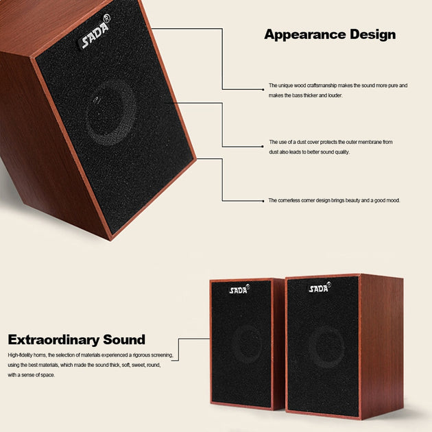 SADA V 160 USB Wired Wood Subwoofer Stereo Speakers - Frontier General Hardware