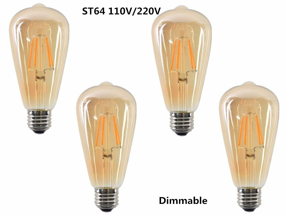 Vintage ST64 LED Filament Bulb 2W-12W Dimmable E27 B22 Gold Glass Edison Lamp 2700K 360 Degree Beam Frontier General Hardware