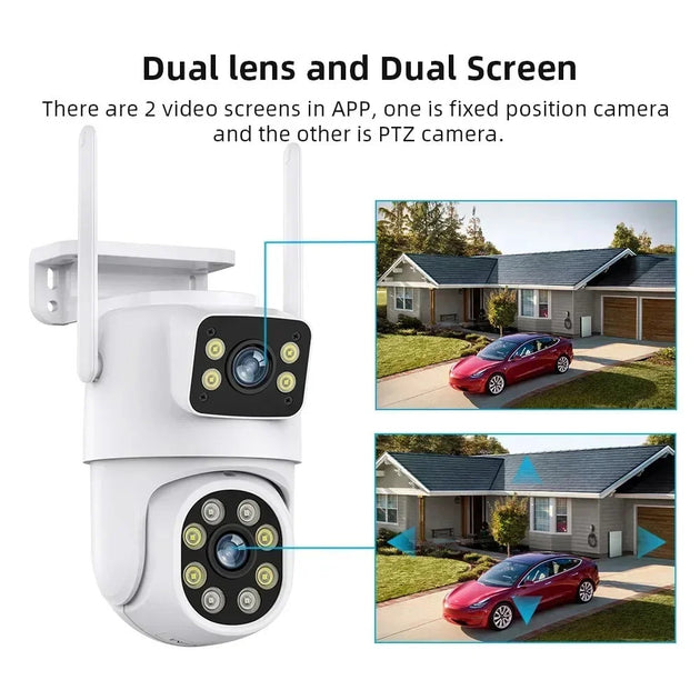Tuya WiFi 4K 10MP PTZ Outdoor Security Camera Dual Lens With Auto Tracking And Dual Screen Monitoring Frontier General Hardware