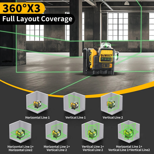 2025 Dewalt DW089LG Degree Vertical 12V Lithium Battery 12 Lines Laser 360 Level Horizontal Green Meter Outdoor Tool Nivel Laser Frontier General Hardware
