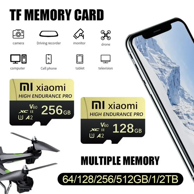 Xiaomi Micro SD Card 128GB 256GB 512GB 1TB 2TB High Speed TF Card with Adapter for Nintendo Switch and Mobile Devices Frontier General Hardware