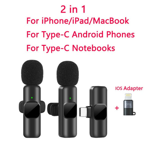Wireless Lavalier Microphone For iPhone And Android With 9ms Latency 20m Range For Video Recording Live Streaming Frontier General Hardware
