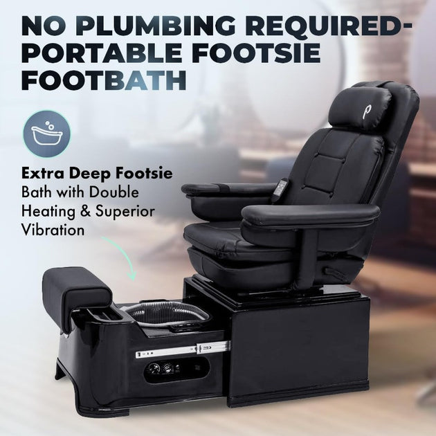 PS92 Fiberglass Pedicure Spa With Footsie Bath Tub Disposable Liners Swivel Chair Reclines And 6 Vibration Functions Frontier General Hardware