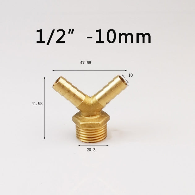 Brass V Shaped Double Barb Hose Fitting to BSP Half Inch Male Thread 8mm 10mm Barbs Oil Water Gas Connector Frontier General Hardware