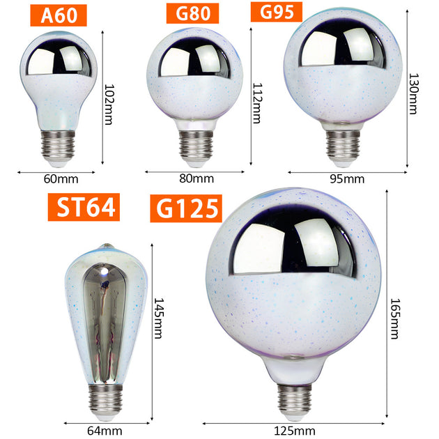 3D Colorful LED E27 Bulb 220V Vintage Edison Star Firework Christmas Tree Holiday Night Light Decoration Frontier General Hardware