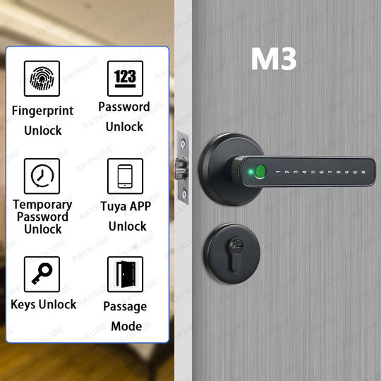 Raykube M3 Tuya BLE Digital Fingerprint Door Lock With 60 70mm Latch Remote Unlock Smart Life Tuya App Frontier General Hardware