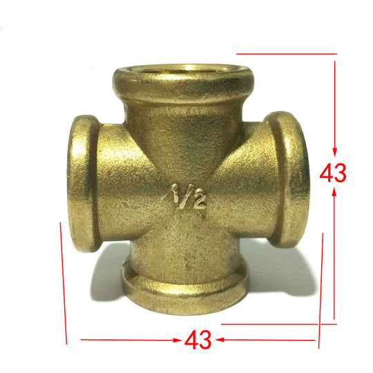 1/2" 3/4" 1" BSP Female Male Thread Cross 4 Way Brass Pipe Fitting Coupling Connector Adapter Frontier General Hardware
