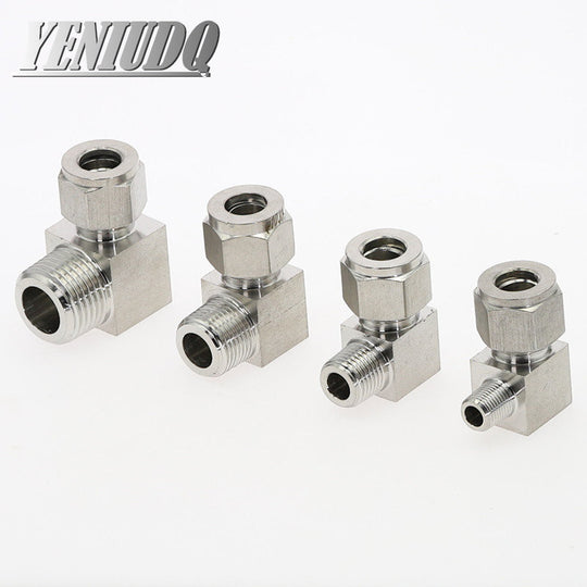 304 Stainless Steel Elbow Double Ferrule Tube Fittings BSPT Male Thread 6 To 12 Mm OD To 1/8 1/4 3/8 1/2 In Frontier General Hardware