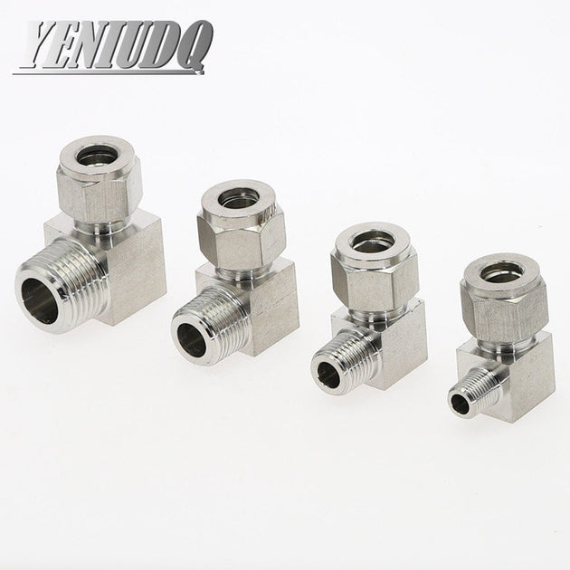 304 Stainless Steel Elbow Double Ferrule Tube Fittings BSPT Male Thread 6 To 12 Mm OD To 1/8 1/4 3/8 1/2 In Frontier General Hardware