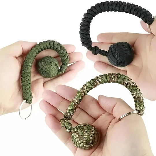 Outdoor Self Defense Umbrella Rope With Monkey Fist Steel Ball Paracord Survival Key Chain Lanyard Frontier General Hardware