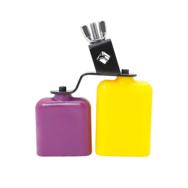 Double Sambago Bell Latin Music Yellow Purple Cowbell High Low Sound Knocker Drum Percussion Instrument Part Accessories Frontier General Hardware