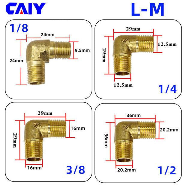 1/8" 1/4" 3/8" 1/2" BSP Female x Male Thread 90 Deg Brass Elbow Pipe Fitting Water Fuel Connector Coupler For Copper Adapter Frontier General Hardware