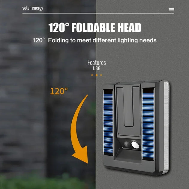 Foldable Led Solar Outdoor Wall Light 120 Degree Waterproof Spotlight With Motion Sensor Three Modes Garden Decor Frontier General Hardware