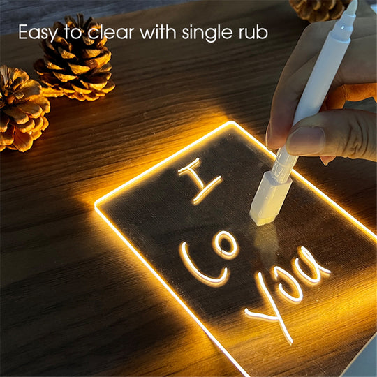 Transparent Luminous LED Night Light USB Acrylic Message Board With Erasable Pen Calendar Desktop Ornament Frontier General Hardware