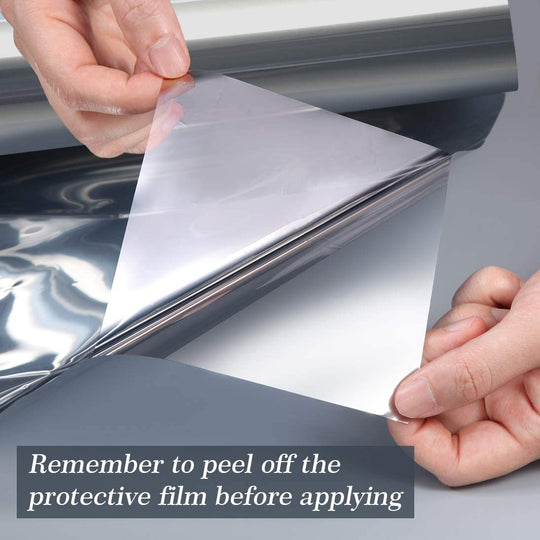One Way Mirror Window Film Privacy Self Adhesive UV Blocking Reflective Heat Control Window Tint For Home Office Silver Frontier General Hardware