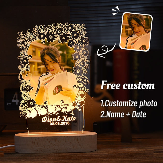 Personalized 3D Photo Lamp With Custom Photo And Text 3D Night Light Gift For Valentines Day Anniversary Birthday Frontier General Hardware