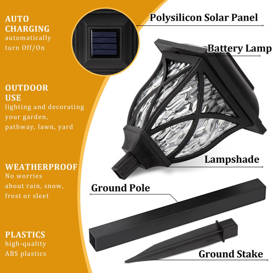 2pcs Led Solar Lawn Lights Outdoor Lamp Waterproof Warm Light Garden Courtyard For Walkway Path Villa Landscape Lights Frontier General Hardware