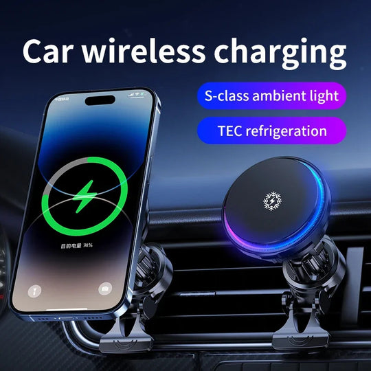 Ice Cooling Magnetic Wireless Car Charger Stand With MagSafe For IPhone 16 15 14 13 12 Pro Max Fast Charging Car Mount Frontier General Hardware