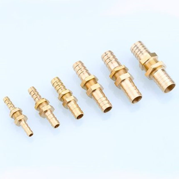 Brass Hose Barb Bulkhead Fitting For Copper Pipe 6 8 10 12 14 16mm Connector Adapter Through Plate Joint Fuel Gas Water Frontier General Hardware