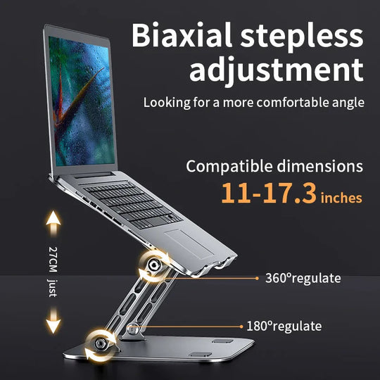 Adjustable Aluminum Laptop Stand For 17 Inch Laptops And Tablets Folding Portable Cooling Stand With Non Slip Pads Frontier General Hardware