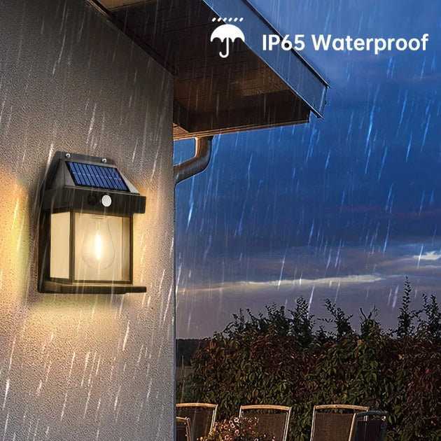 Outdoor Solar Tungsten Wall Light with Motion Sensor, IP65 Waterproof LED Safety Light for Patio/Deck/Porch/Barn/Balcony Frontier General Hardware