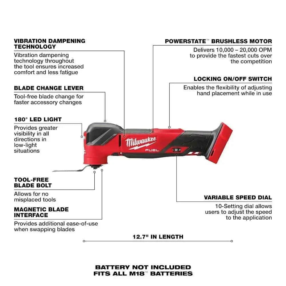 MILWAUKEE M18 FMT M18 FUEL™ Brushless Cordless Oscillating Durable Multi-Tools 18V Lithium Power Tools 2836-20
