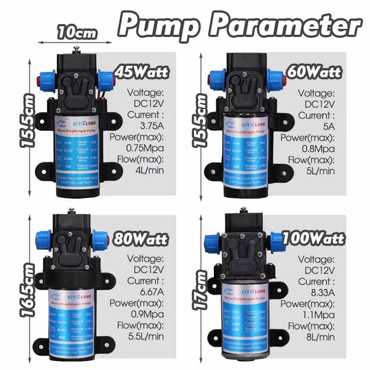 45/60/80/100W Water Pressure Diaphragm Self-priming Pump with 110-240V Power Supply Kit Garden Irrigation Agriculture Watering Frontier General Hardware