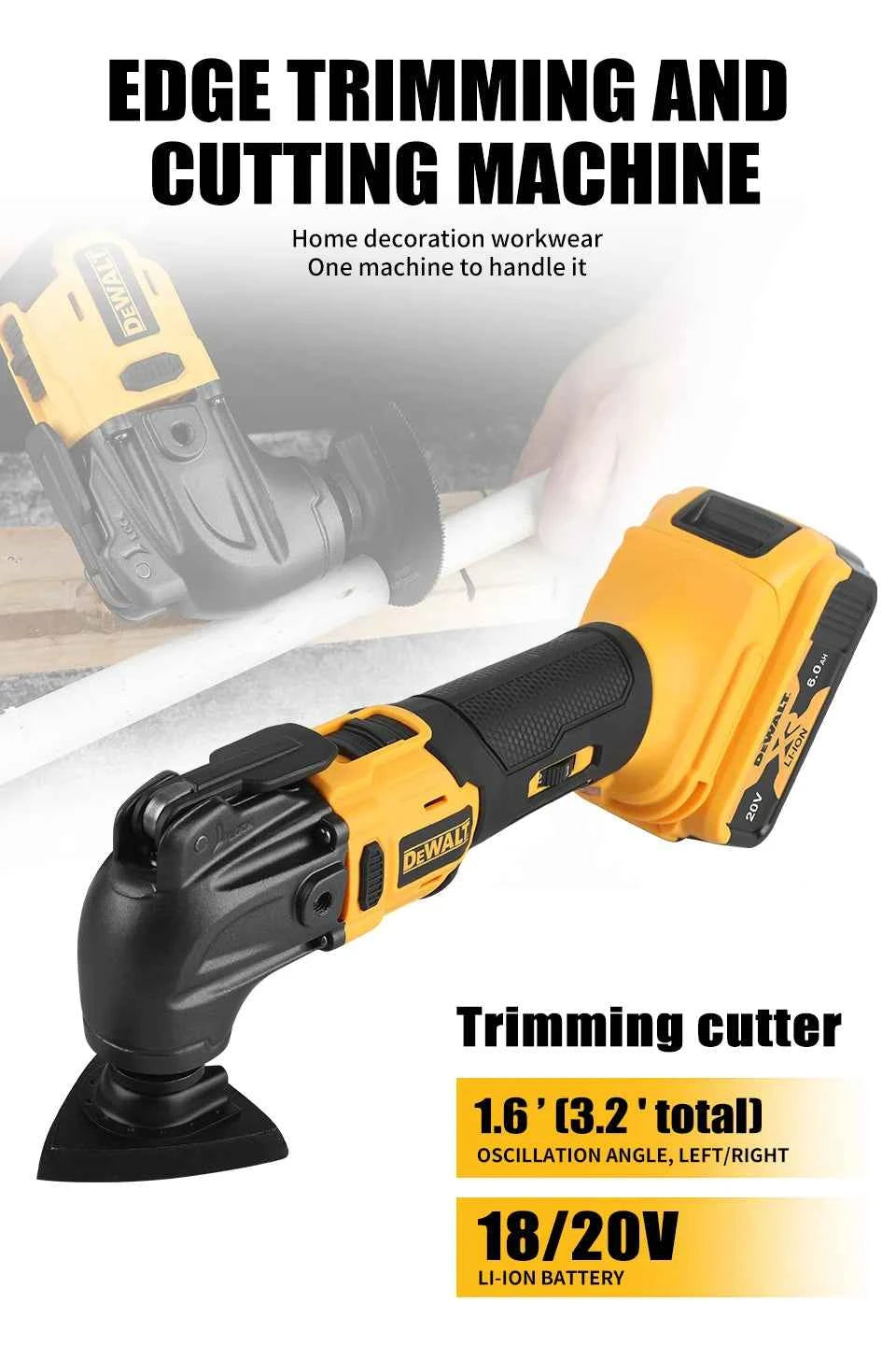 DEWALT DCS356 Brushless Oscillating Multi-Tool Rechargeable Quick Blade Change for Sanding Trimming Grinding Cutting Jobs