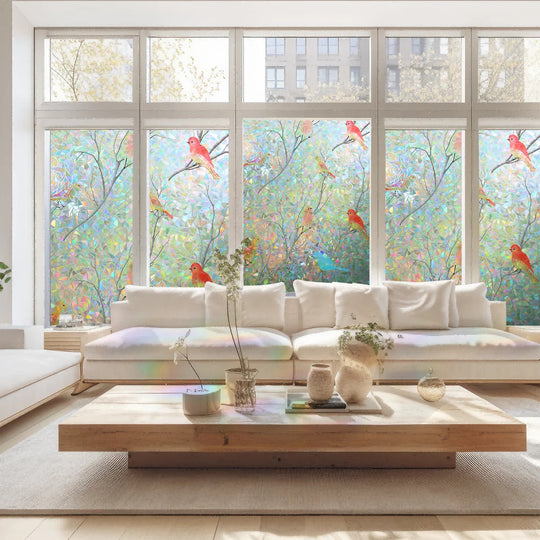 Rainbow Window Privacy Film,Hummingbirds Stained Glass Window Privacy Film and Stained Glass Window Stickers Frontier General Hardware