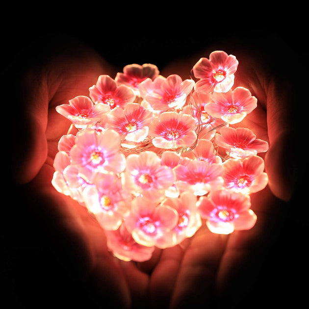 30LEDS Cherry Blossom Light Fairy String Night Lights Pink Flower String Lamps Battery Power For Christmas Garland Decoration Frontier General Hardware