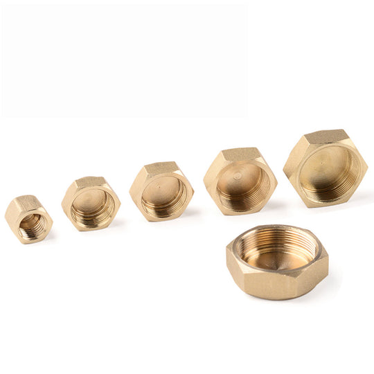 Frosted Brass Air Conditioning Stop Valve Sealing Cap Plug With BSPT And NPT Threads One Eighth To Seven Eighths Inch Frontier General Hardware