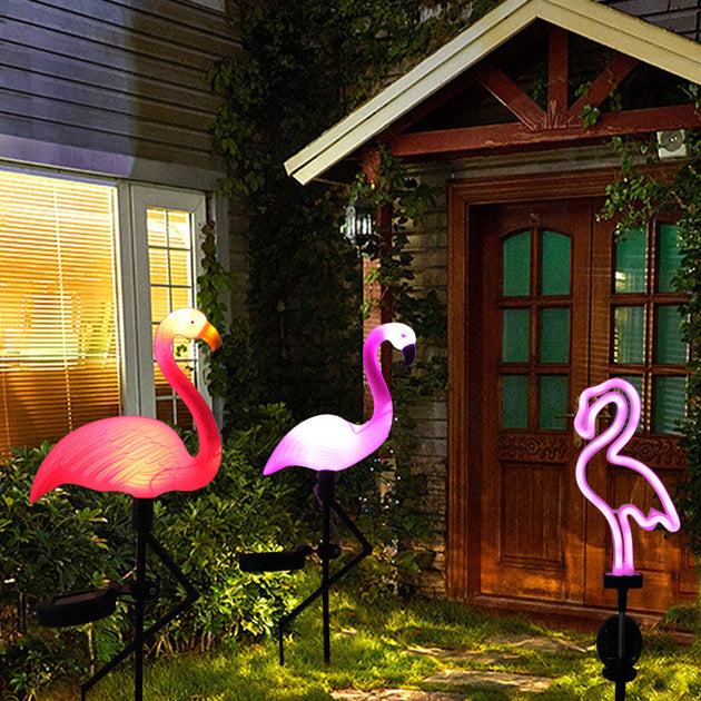 Solar Flamingo Light LED Outdoor Garden Decor Waterproof Stake Light for Pathway Courtyard Patio Lantern Frontier General Hardware