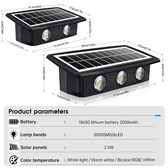 Solar Outdoor Waterproof LED Wall Lights Up And Down Lighting Dusk To Dawn Porch Lights For Garage Yard Deck Garden Frontier General Hardware