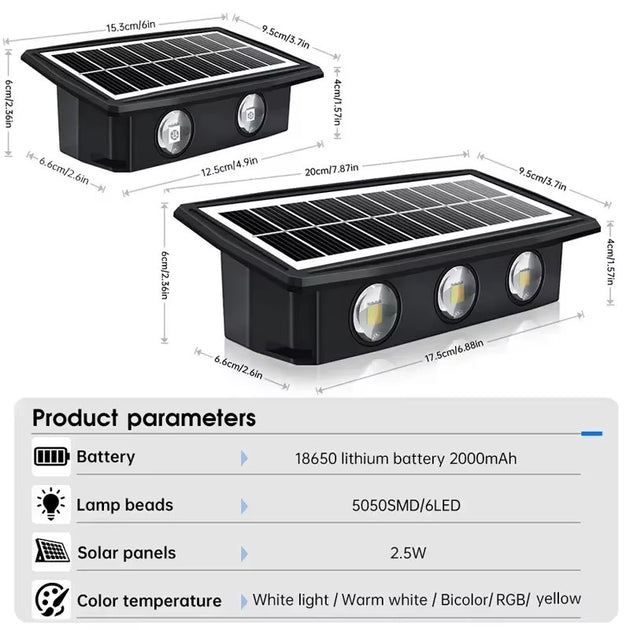 Solar Outdoor Waterproof LED Wall Lights Up And Down Lighting Dusk To Dawn Porch Lights For Garage Yard Deck Garden Frontier General Hardware