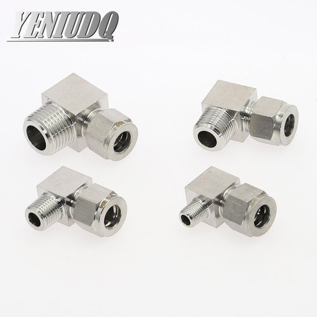 304 Stainless Steel Elbow Double Ferrule Tube Fittings BSPT Male Thread 6 To 12 Mm OD To 1/8 1/4 3/8 1/2 In Frontier General Hardware