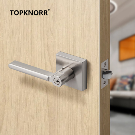 TopKnorr Keyless Bathroom Door Lock Three Pole Zinc Alloy Matte Black Doorknob Spherical Handle For 35 To 50mm Doors Frontier General Hardware