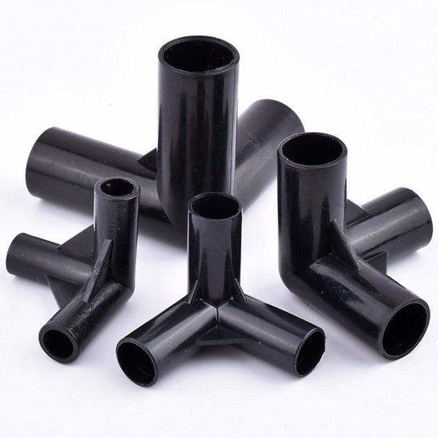 Black PVC Tee Connector 8 To 19mm Pack 2 To 10 For Garden Water Systems DIY Hydroponic Frame Fittings Joint Frontier General Hardware