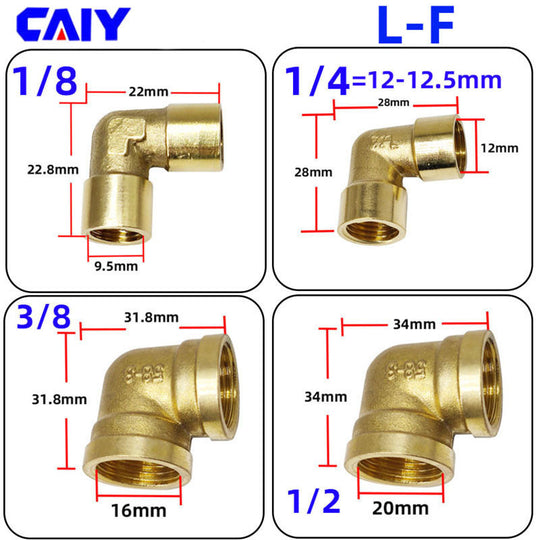 1/8" 1/4" 3/8" 1/2" BSP Female x Male Thread 90 Deg Brass Elbow Pipe Fitting Water Fuel Connector Coupler For Copper Adapter Frontier General Hardware