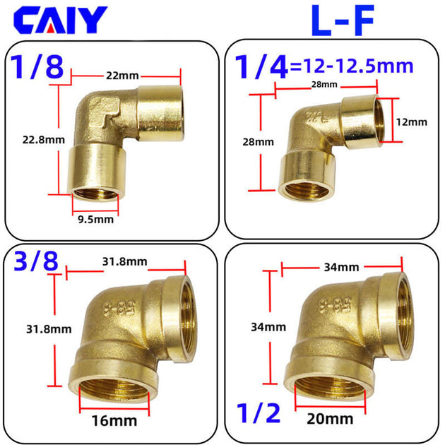 1/8" 1/4" 3/8" 1/2" BSP Female x Male Thread 90 Deg Brass Elbow Pipe Fitting Water Fuel Connector Coupler For Copper Adapter Frontier General Hardware